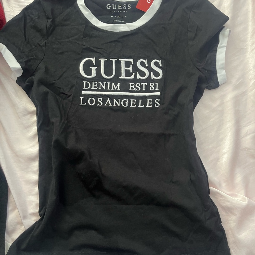GUESS Black Tee with White Trim